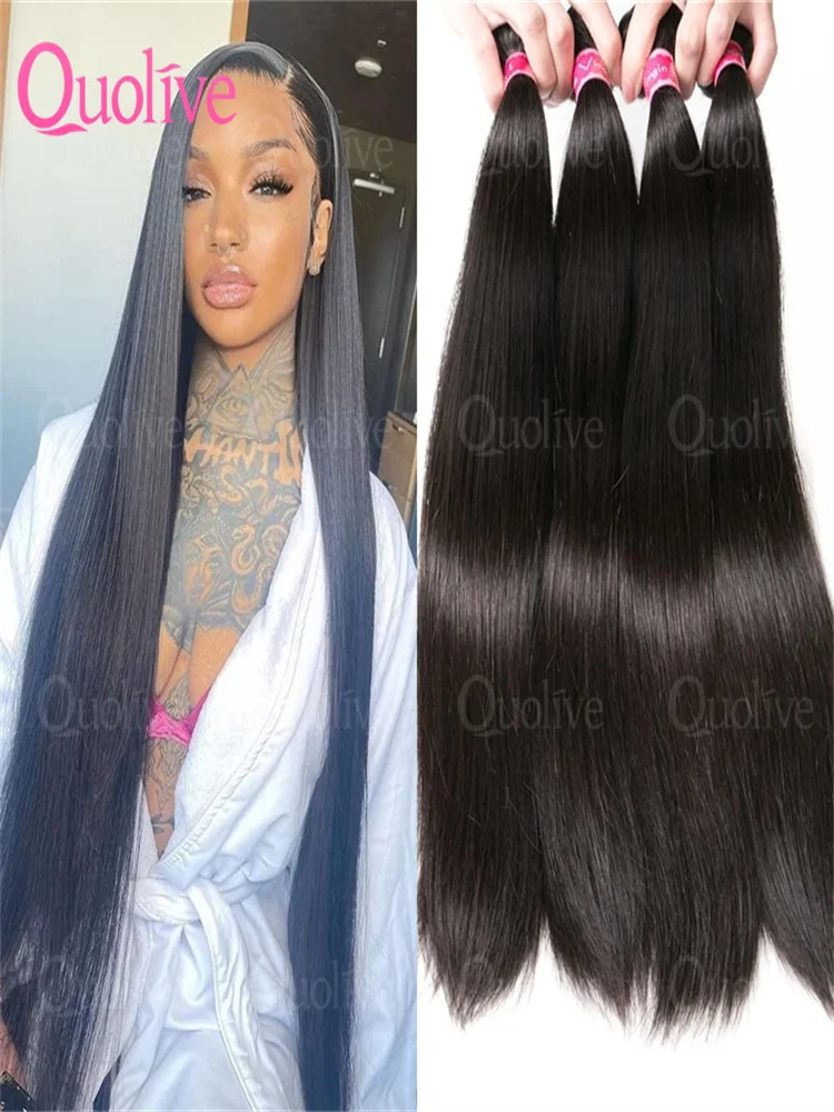 オリジナル人毛バンドルブラジリアンヘア織り骨ストレート未処理バージンストレートバンドル 30 インチディールヘアエクステンション