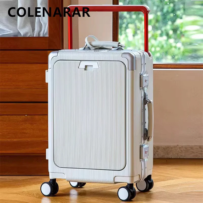COLENARA Suitcase Front Opening Boarding Case Laptop Trolley Case USB Charging Multifunctional 20
