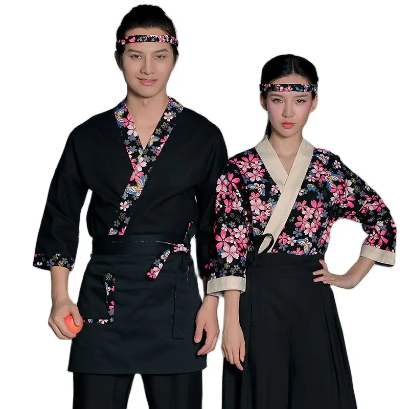 

High Quality Cherry blossoms Japanese cuisine Men Sushi chef uniform Woman Restaurant work clothes