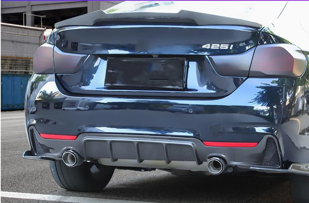For BMW 4 Series F32 F33 F36 435i M Tech Sport 2014-2020 Rear Bumper Diffuser Lip Carbon Fiber Look Boot Splitter Spoiler Kit view 6