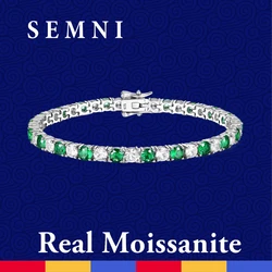 SEMNI 4mm 5mm Moissanite Diamond and Emerald Ruby Tennis Bracelet for Women Men S925 Sterling Silver Fine Jewelry