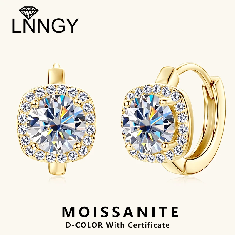 

Lnngy 6.5mm Moissanite Earring With Certificate 100% Real 925 Sterling Silver Hoop Earrings For Women Sparkling Jewelry Gift