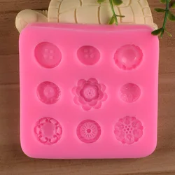 1 piece, 9-button patterned button cake chocolate mounting mold flip sugar silicone mold resin soft clay