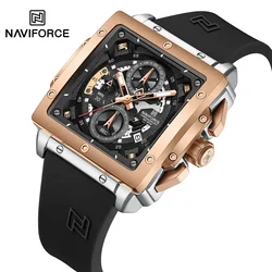 NAVIFORCE Fashion Chronograph Quartz Watch Men Silicone strap Waterproof Calendar Sports Business Mens Watches Relogio Masculino