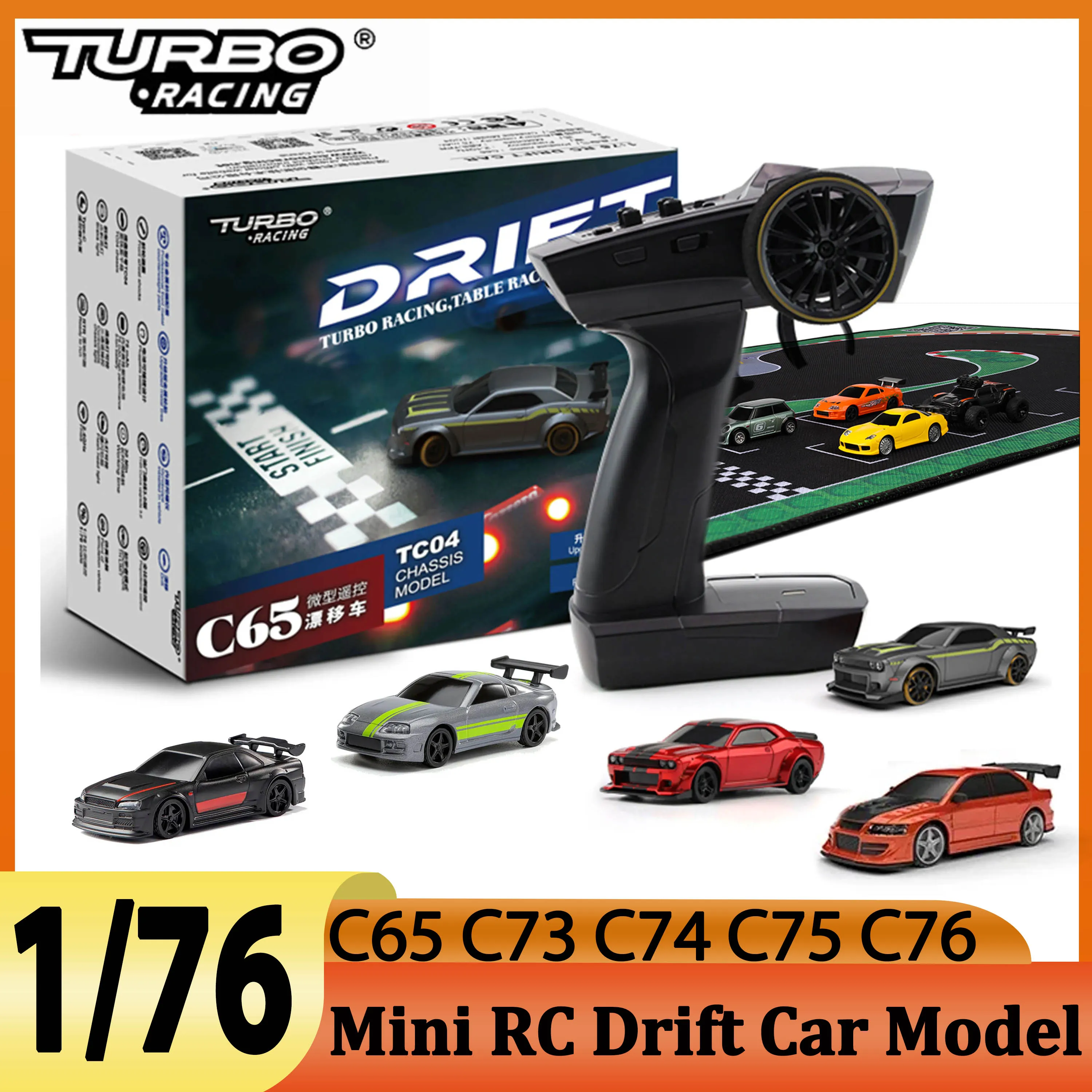 

Turbo Racing 1/76 Mini RC Drift Car C65 C73 C74 C75 C76 Track Mat DIY Racing Model Remote Control Toy for Kids and Adults Gifts