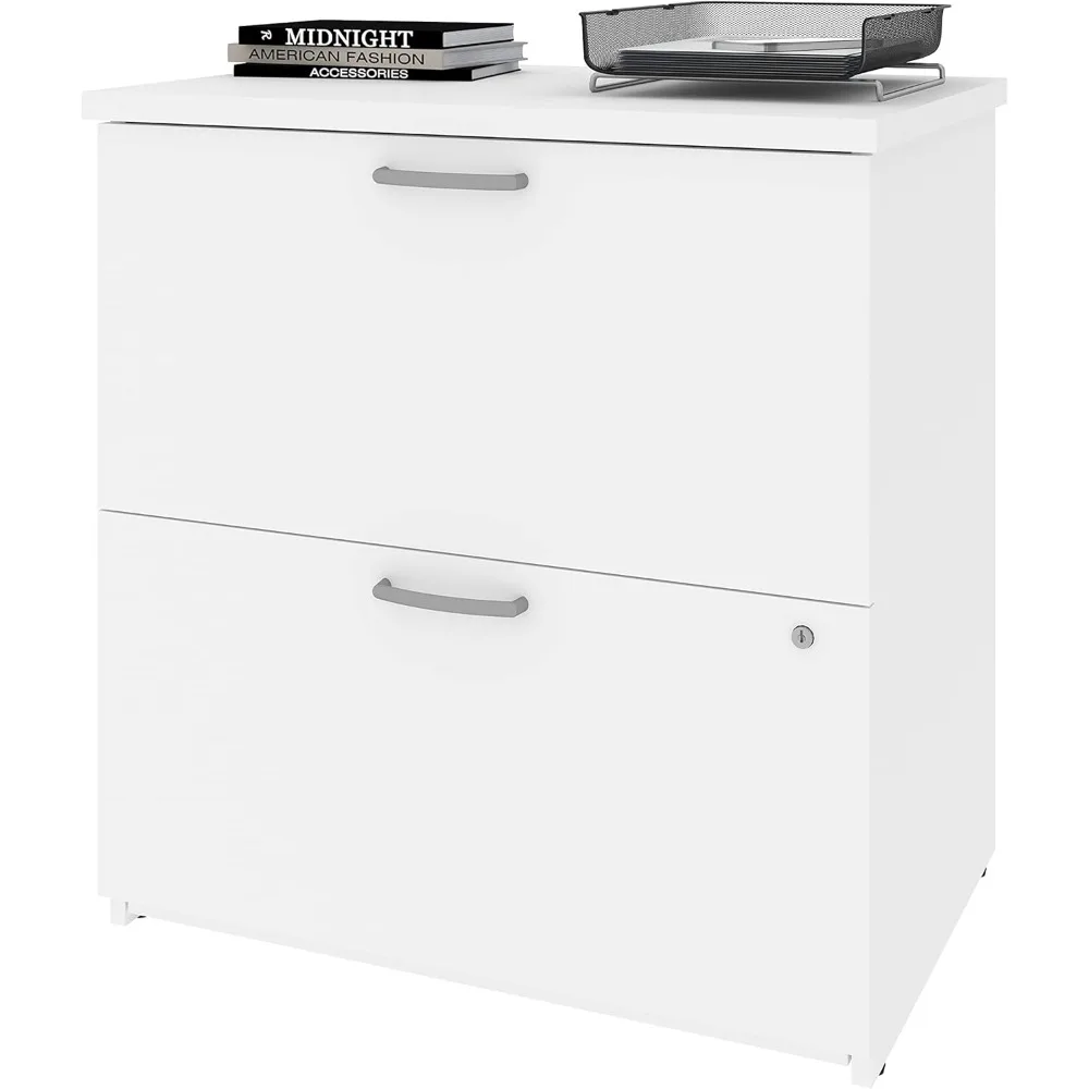 White Chocolate Finish 29W Lateral File Cabinet with Universal Storage Solutions