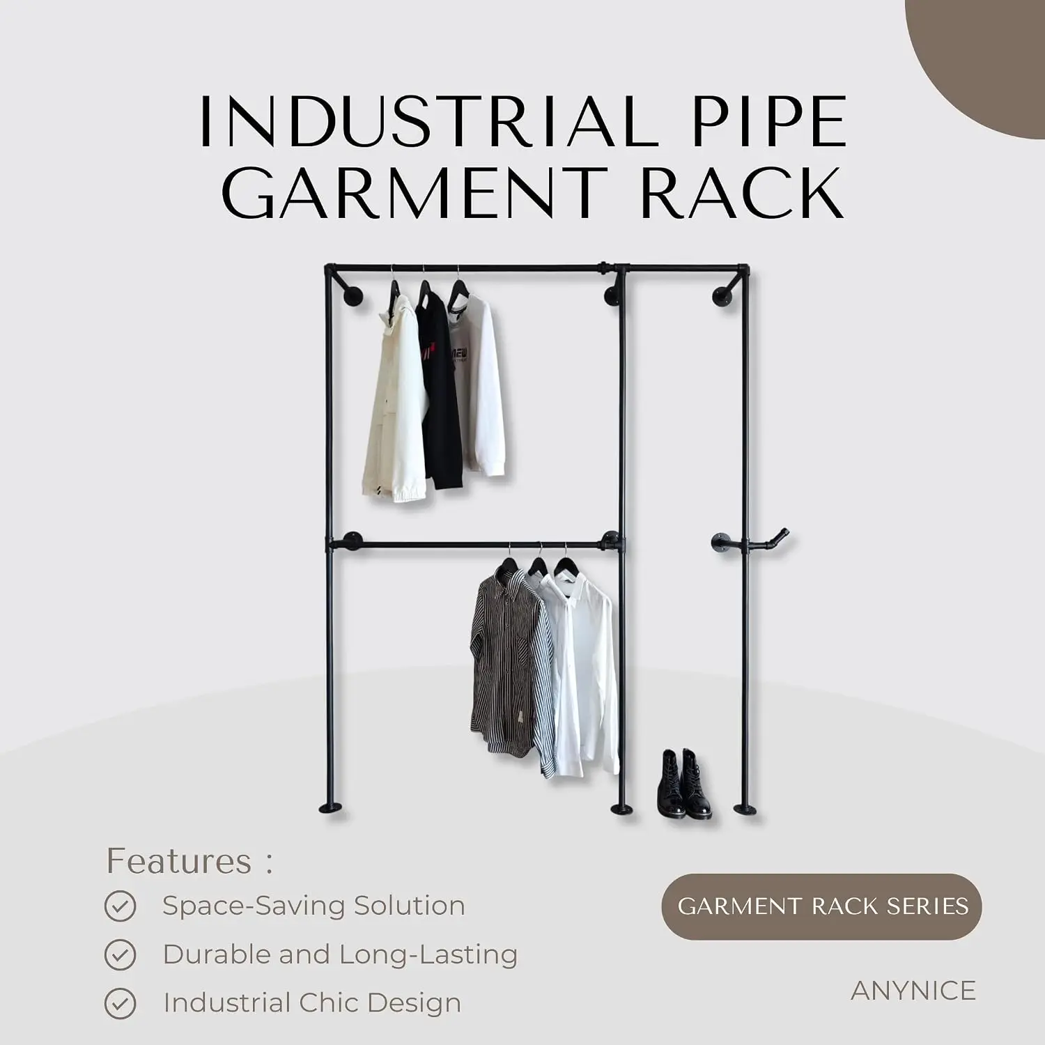 Wall Mounted Pipe Clothes Rack 65