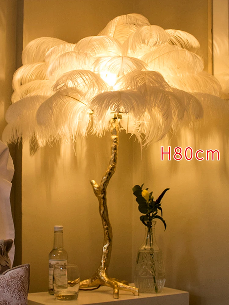 Nordic Floor Lamp Modern Luxury LED Ostrich Floor Lamp Bedroom Princess Table Light Romantic Tree Branch Living Feather Lights