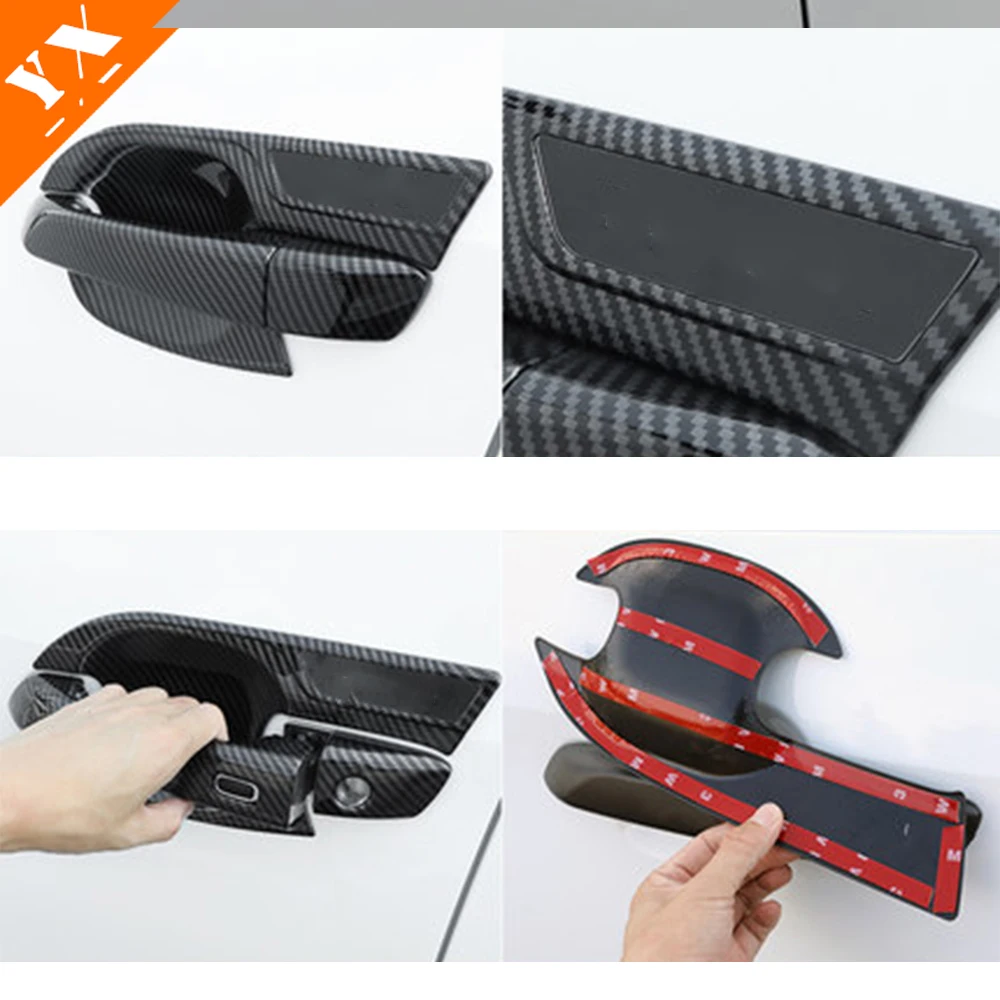 Chrome/Carbon/Black Trim Car Door Knob Protector Door Handle Bowl Frame Cover Garnish For Isuzu D MAX 2021 2022 2023 Accessories