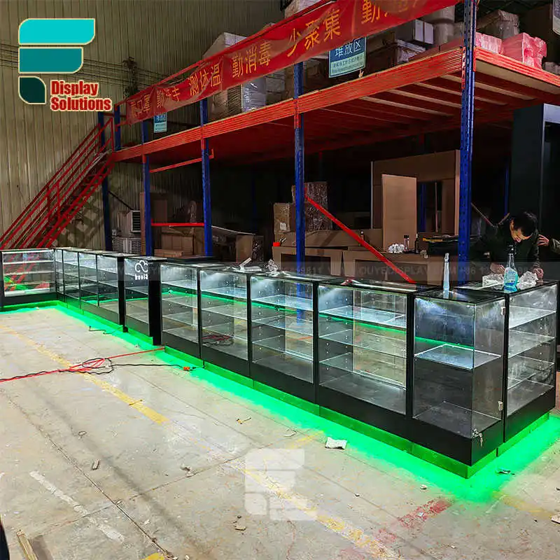 (customized)Factory Direct Sell Dispensary Counters Smoke Shop Display LED Glass Display Showcase