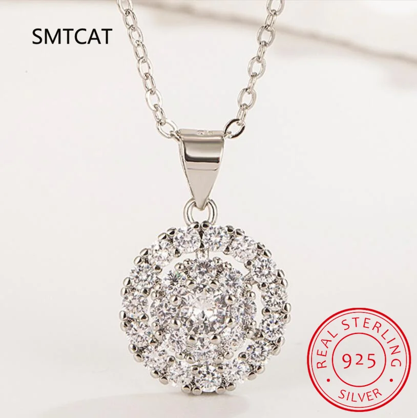 1.4CT D Color Double Circle Moissanite Necklace Pendant For Women GRA Certified S925 Silver Neck Chain Luxury Jewelry Gift