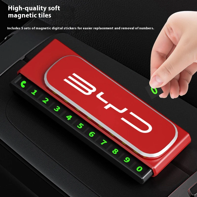Car Temporary Parking Card Phone Number Plate Car Logo For BYD Accessories Tang EV600 Han EV Yuan ATTO 3 Song PLUS Pro MAX DMI