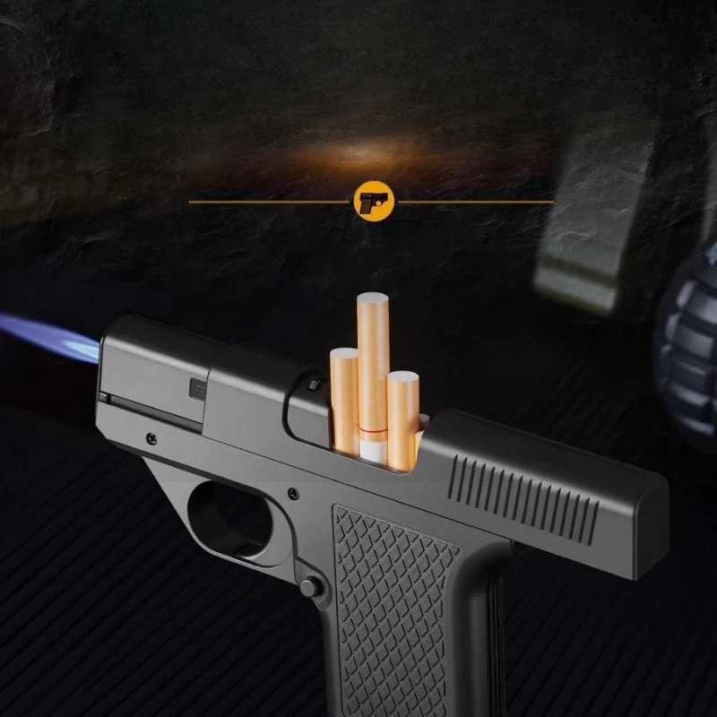 

Newest Gun-type Inflatable Windproof Open Flame Lighter Pistol-shaped Cigarette Case Lighters & Smoking Accessories Ignite Cigar