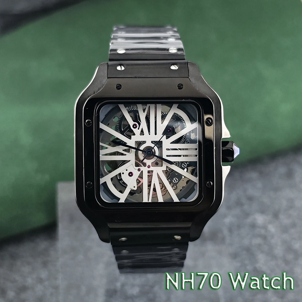 NH70 Watch Customized Logo Hollow out Watch Men's Watch Stainless Steel Watch NH70 Movement Watch