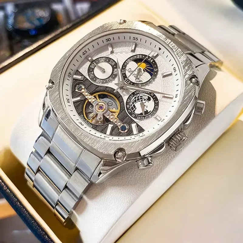 

AILANG 8308 Luxury Mens Watch Chronograph Automatic Mechanical Wristwatch Waterproof Luminous Top Brand Watch for Man Date Sport