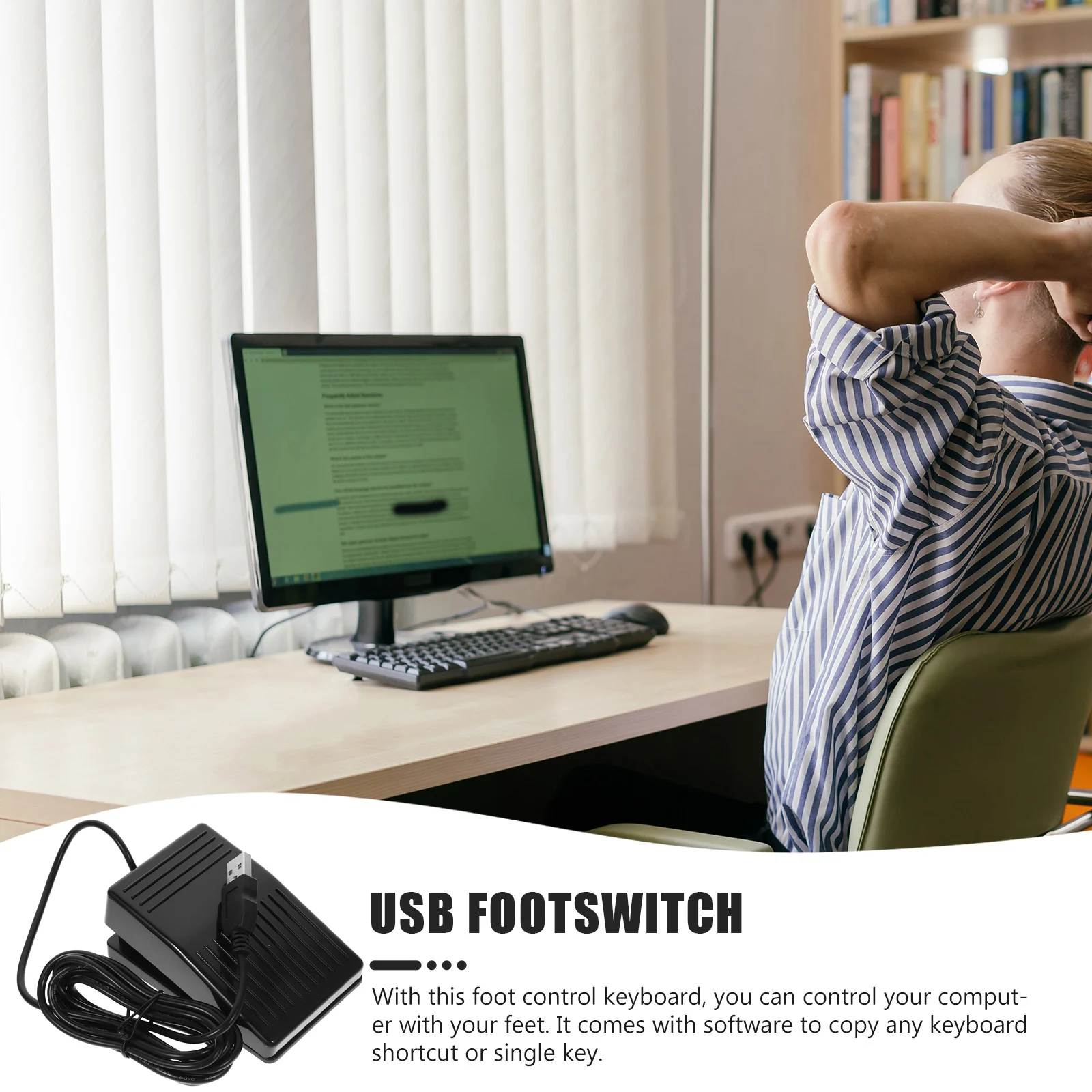 

Usb Single Pedal Foot Control Customizable Key Combination Durable Plastic Sensitive Switch Longtime Use Hospital