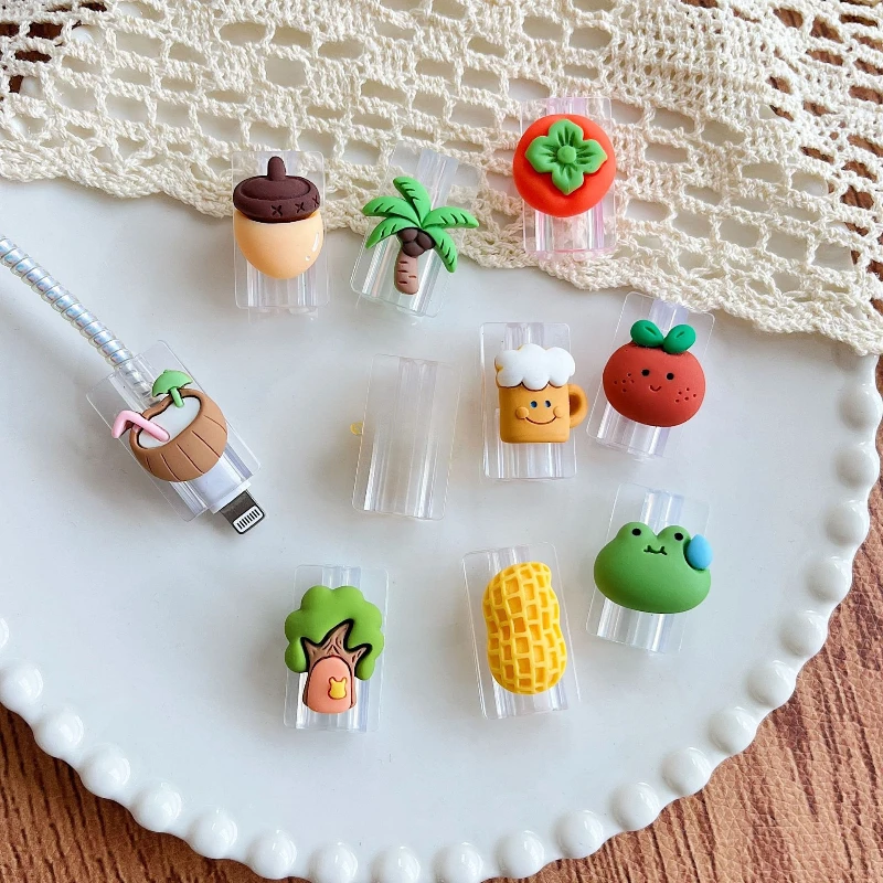 Cartoon Data Cable Port Protector For Android Cute Charger Protector Cable Winder Organizer Universal Cartoon Protective Cover