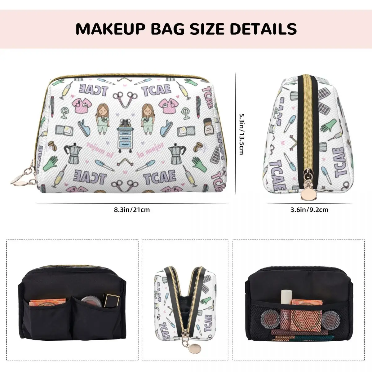 Doctor Nurse Travel Makeup Bag Enfermera En Apuros Organizer Cosmetic Bags For Woman Beauty Storage Bags Zipper Toiletry Case