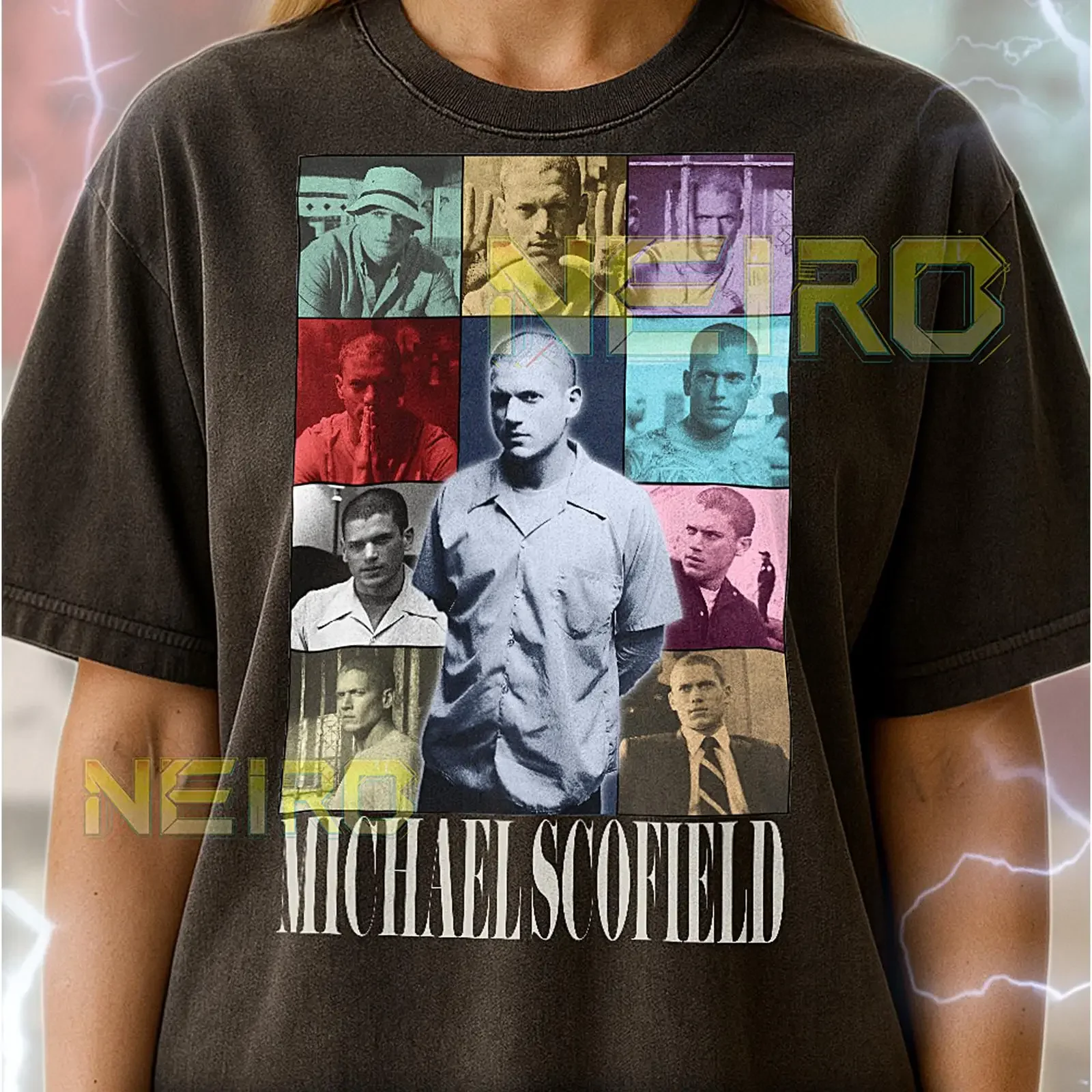 90s Retro Michael Scofield Bootleg T Shirt Vintage Prison Break TV Character Throwback Casual vintage Washed streetwear