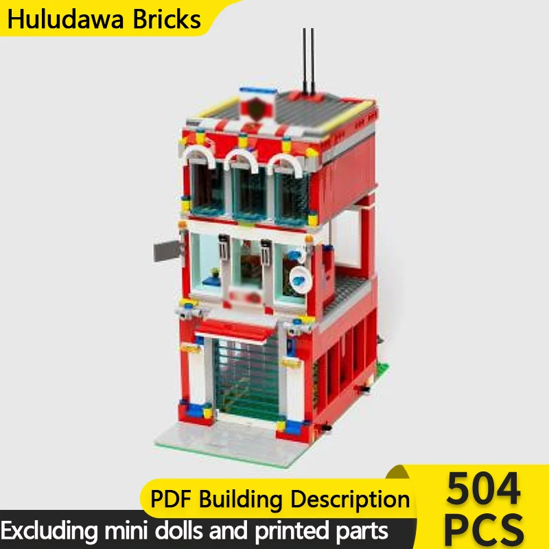

City Street View Model MOC Building Bricks Small Fire House Modular Technology Children Holiday Gifts Assemble Toys Suit