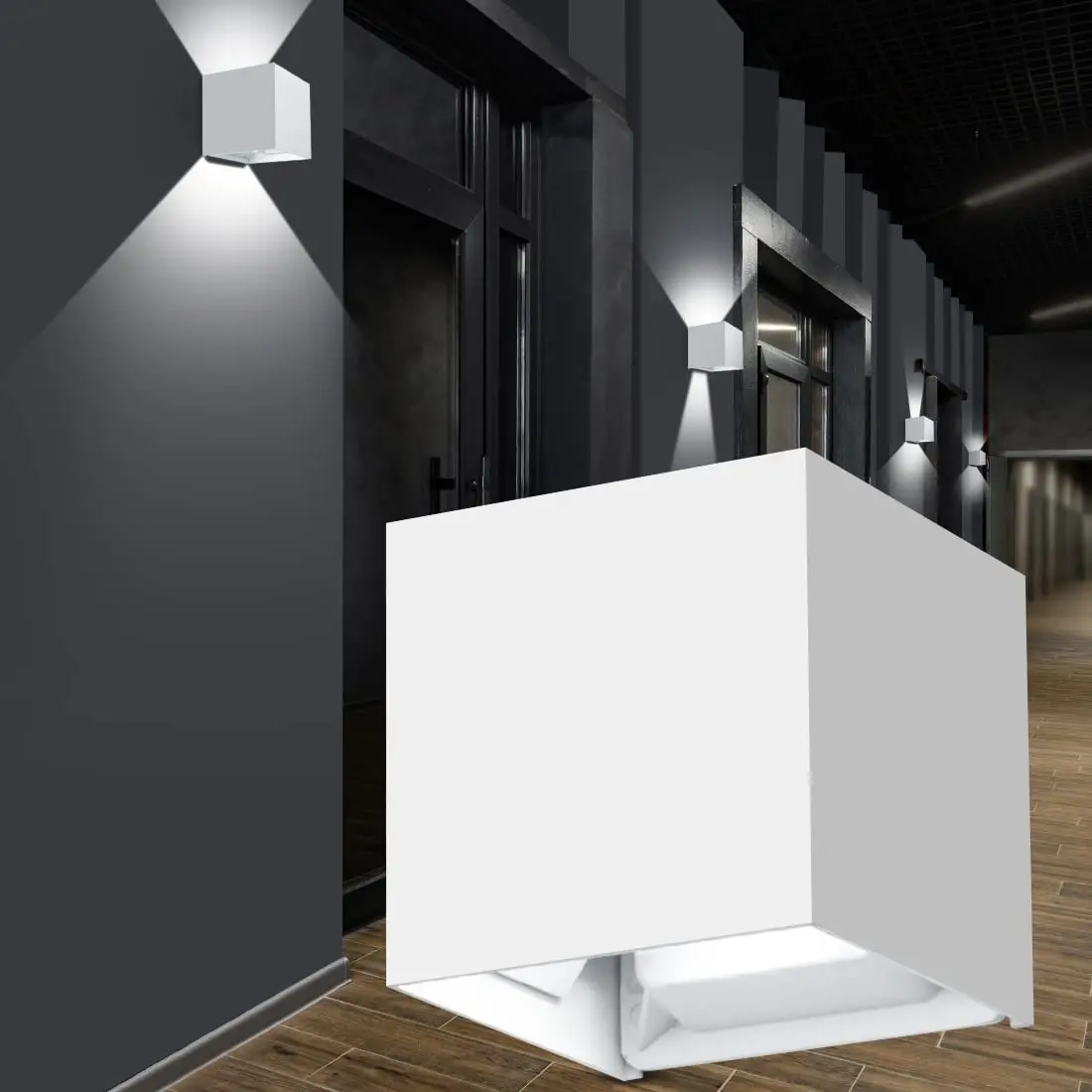 

Outdoor Aluminum Square Wall Light, Up Down Waterproof 3000K-6000K Cool White Villa Porch Balcony Lamp