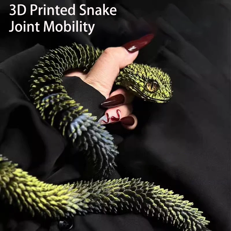 60cm 3D Printed Snake 2025 New Year Full Articulated Dragon Modle Decoration 3D Movable Rotatable Realistic Cobra Snake Kid Toy