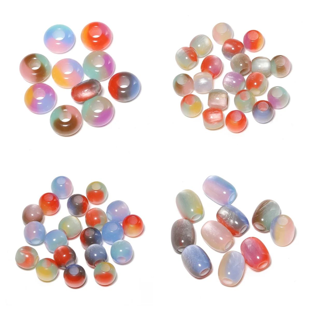 Mixed Size Resin Beads Big Hole Colorful Charm Loose Spacer Beads for Jewelry Making DIY Bracelets Bangles Women Accessories