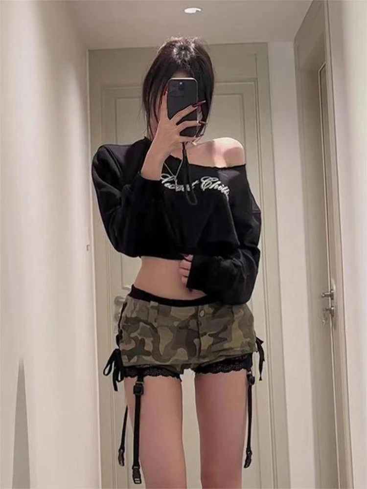 ローウエスト A ラインスカート女性の夏のセクシーな純粋な欲望迷彩 f スカート抗光オートスカートパンツレトロスプライス