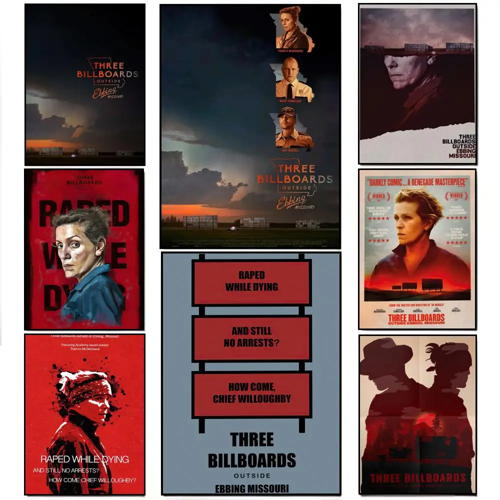 Movie T-Three Billboards Outside Ebbing Missouri Poster Poster HD  Waterproof Wall Sticker Bar Living Room Decor Gift