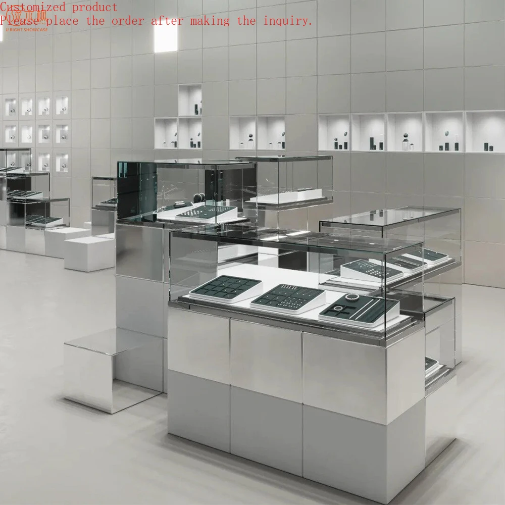 

Mirror Stainless Steel Jewelry Store Display Cabinets Custom Luxury Design Watch Display Showcase for Sale