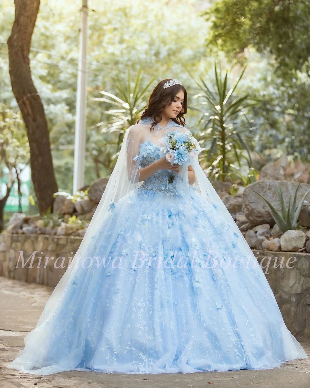 Vestidos de encaje lila de 15 años 2025, capa con capucha, vestido de fiesta hinchado Floral 3D, vestido de quinceañera dulce 16, vestido rojo para graduación, vestido rosa