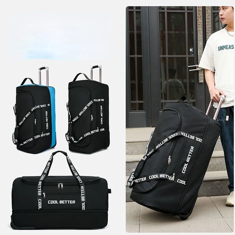 Storage Bag with Wheels 10kg Large Capacity Carry-on Luggage Backpack Unisex Travel Suitcase Wear-resistant Hand Shopping Bags