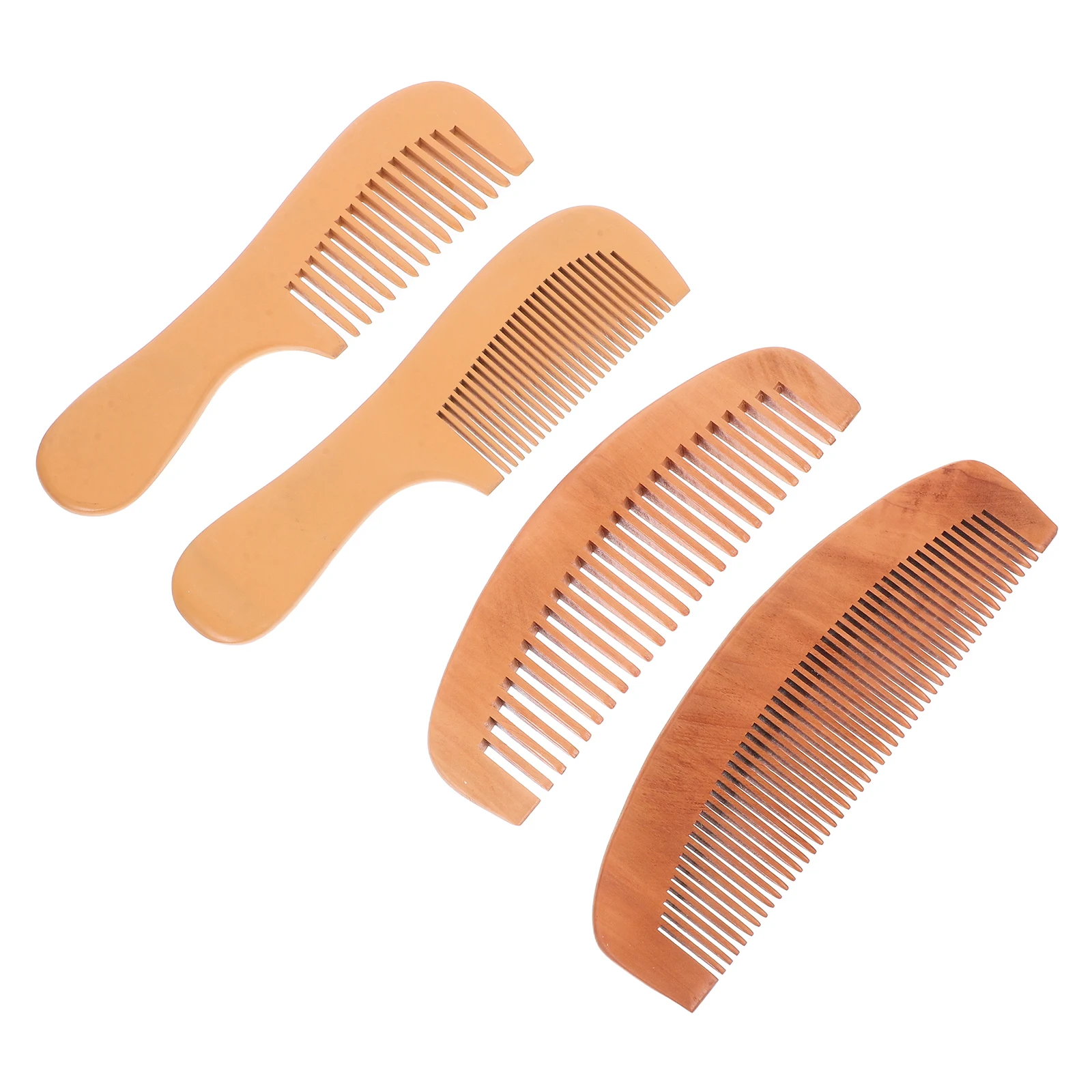 

4 шт. портативные деревянные расчески натуральный персиковый деревянный расческа для волос антистатический массажный тонкий широкий зубчатый легкий дорожный компактный
