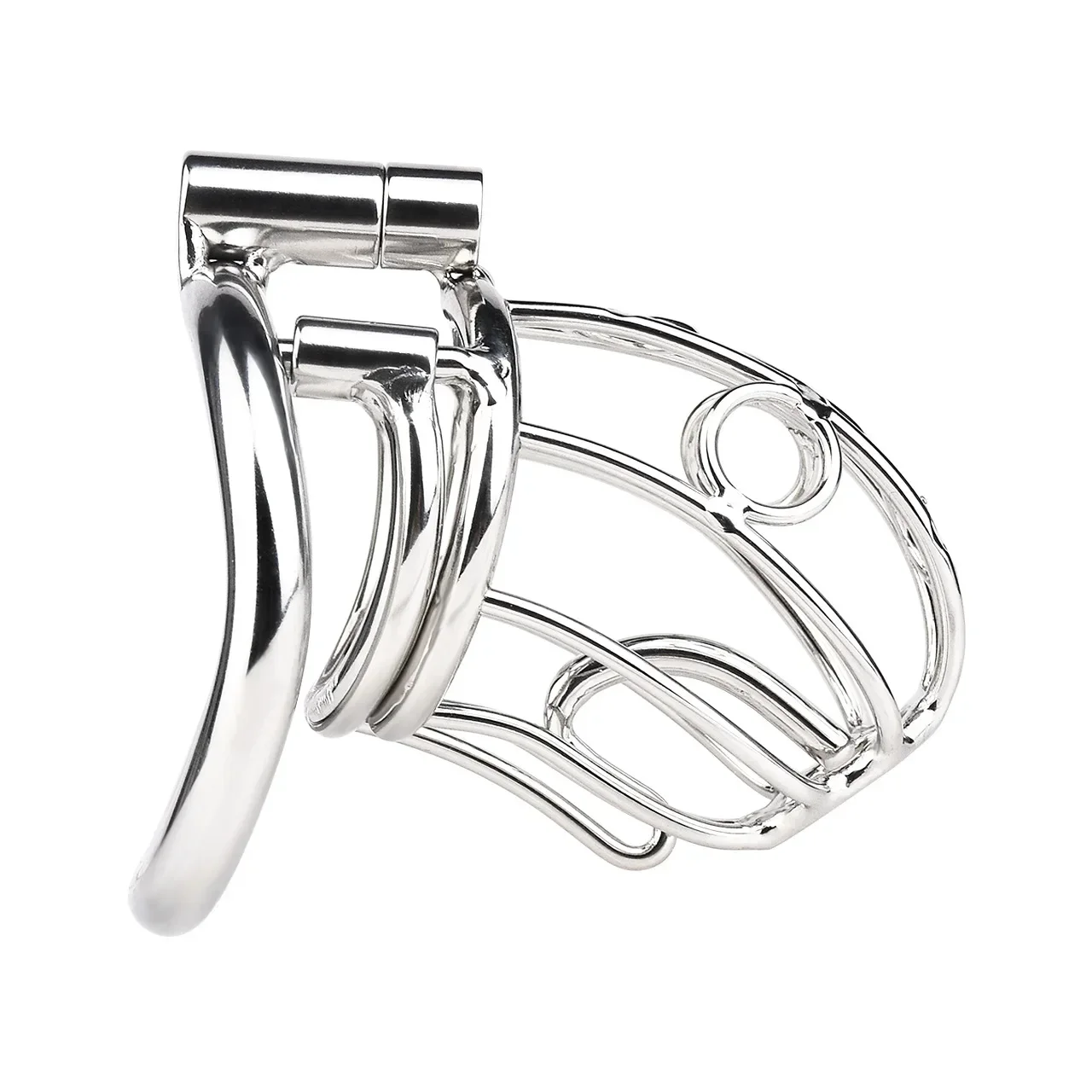 Stainless Steel Male Chastity Device with Removable PA Puncture Cock Cage Arc Penis Ring Sex Toys for Men Erotic Urethral Lock