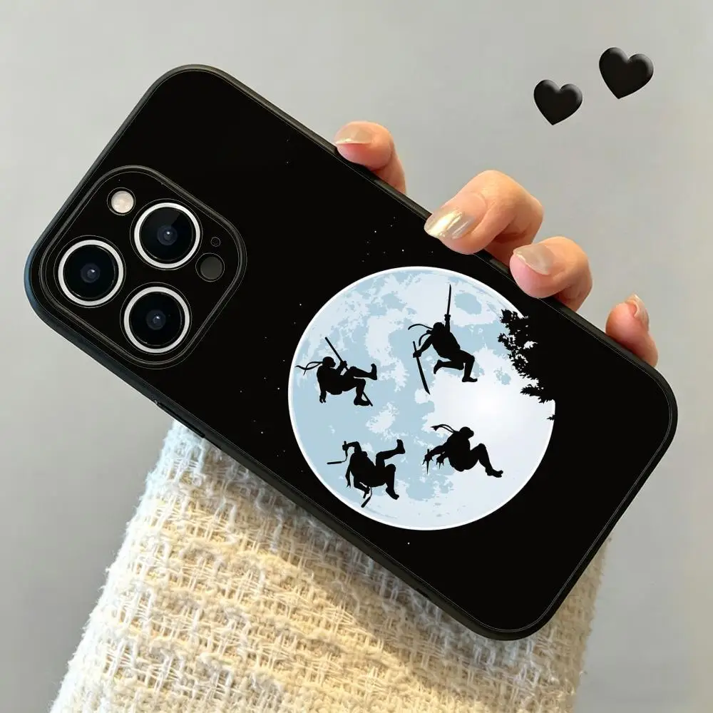 Capa de Telefone T-Turtles Tartaruga de Desenho Animado, Capa Protetora Macia Preta Antichoque para iPhone 18 17 16 e 15 14 13 Plus Mini Pro Max