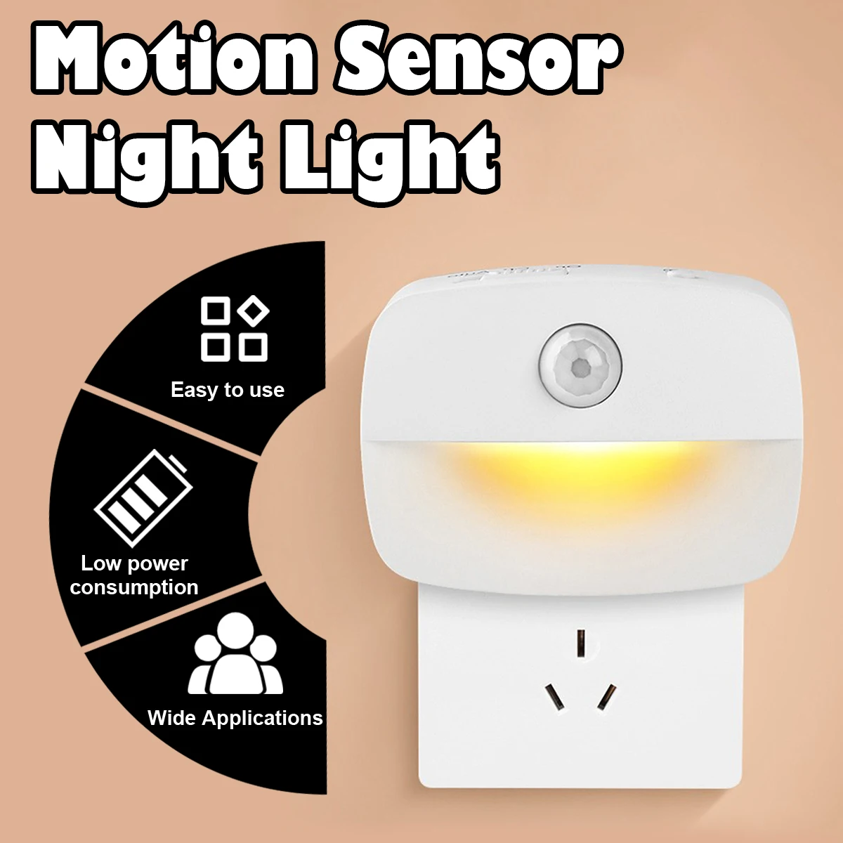 Portable Led Night Light Motion Sensor Lamp Bedroom Nightlight Us-plug Sleep Small Automatic-stairs Mini Night-light Automatic