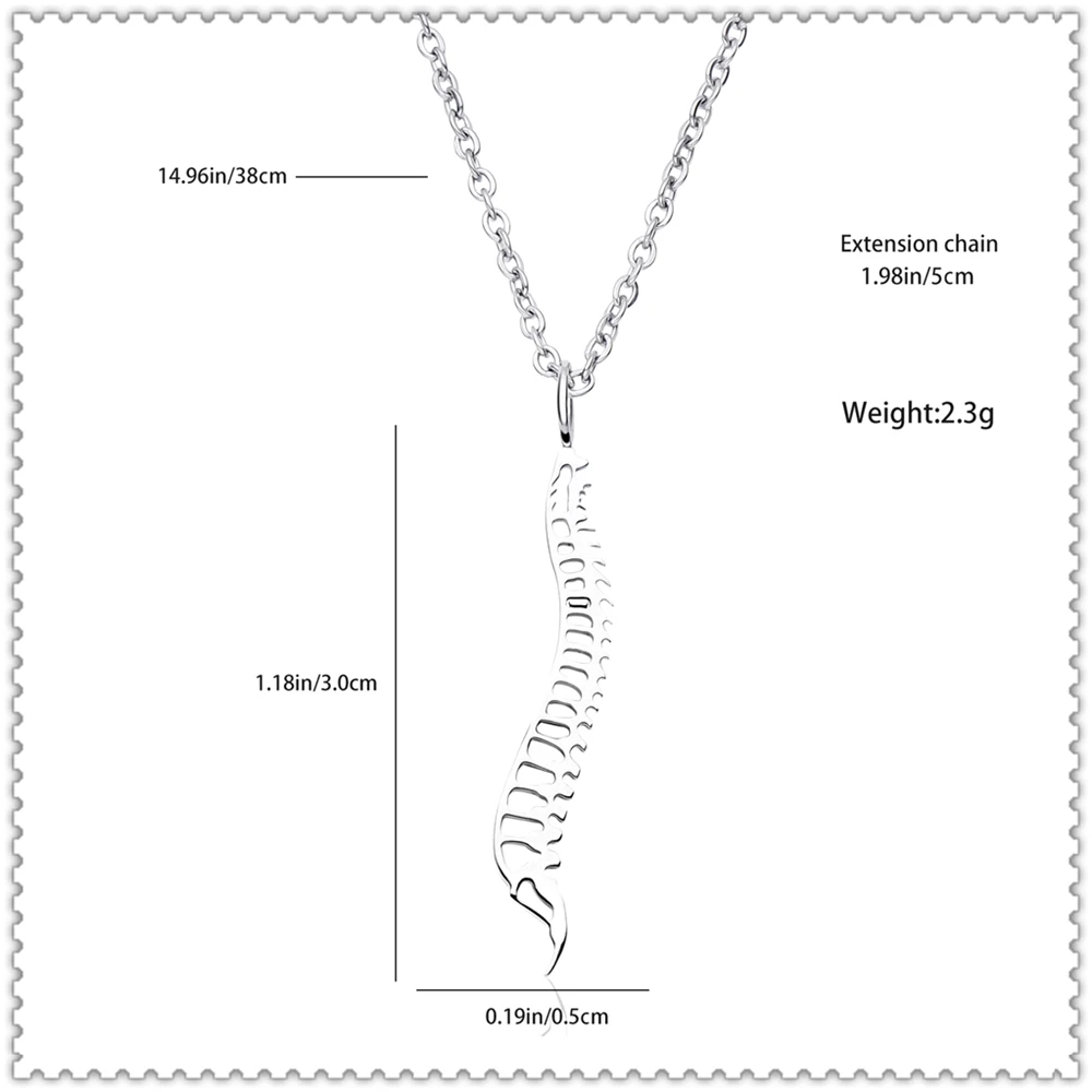 DCARZZ Orthopedic Spine Necklace Stainless Steel Medical Hollow Design Pendant Neck Chain for Orthopedic Surgeons Doctor Nurse