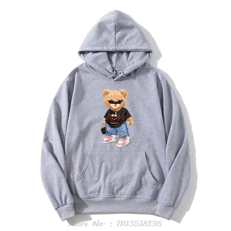 Teddy Bear Goes Out Be Confidence Be Positive Jacket Zip Up Hoodie Funny Cotton Hoody Novelty Men Clothing Oversized Sweatshirt