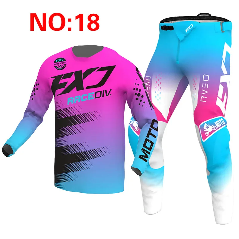 NOUVEAU 2025 FXJ rose enduro motocross ensemble d'équipement mx jersey pantalon vert moto vêtements vtt carracing costume équipement tout-terrain