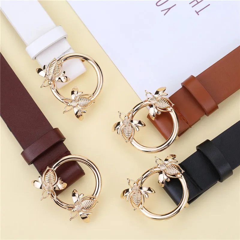 

Luxury Brand Pu Belt For Women Designer Metal Snake Buckle Waist Strap Female Jeans Dress Trouser Decorative Waistband Fashion