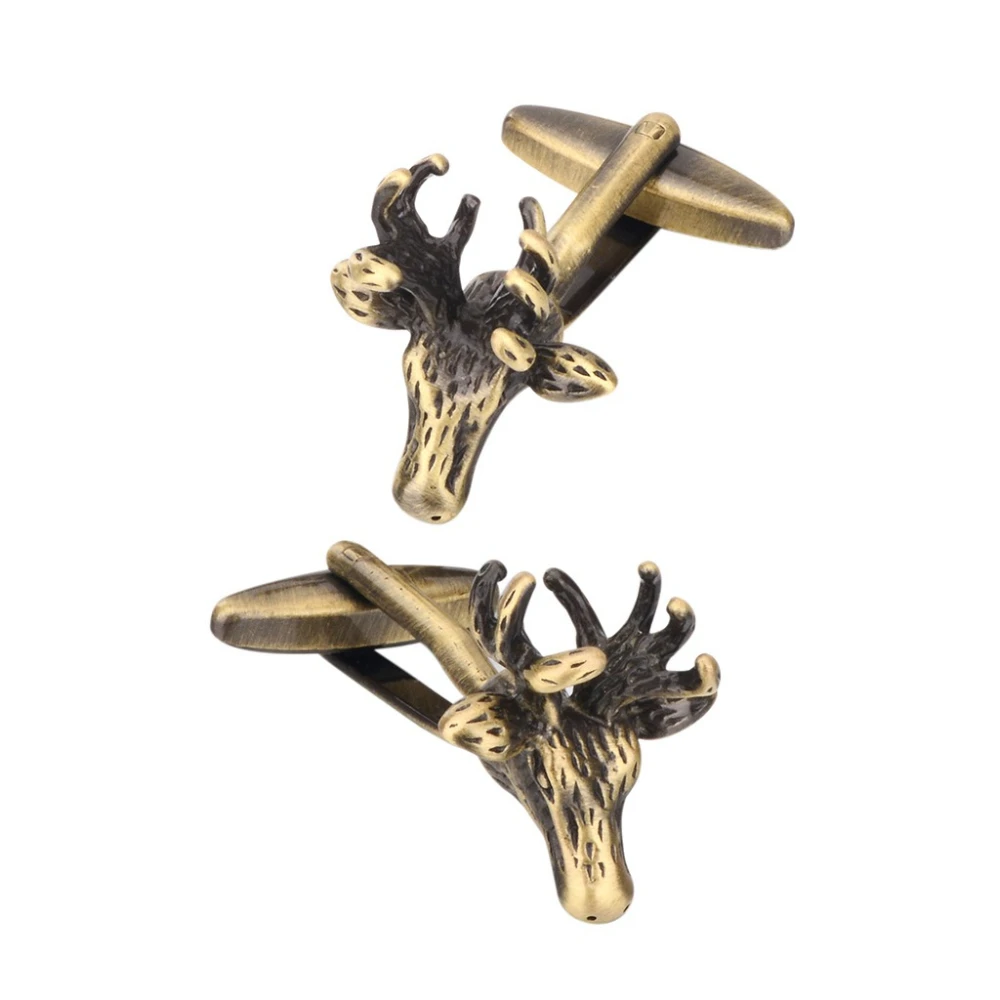 Retro Bronze Deer Head Cufflink Nail Men's Animal Shaped Cufflink Banquet Formal Suit Shirt Cufflinks Accessories