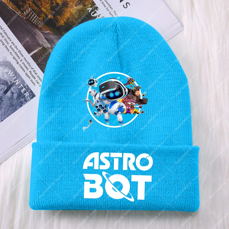 Astro Bot Boy Girl Cartoon Cute Knitted Hat Children Winter Warm Hats Casual Accessories Kids Anime Fashion Knit Cap Xmas Gifts