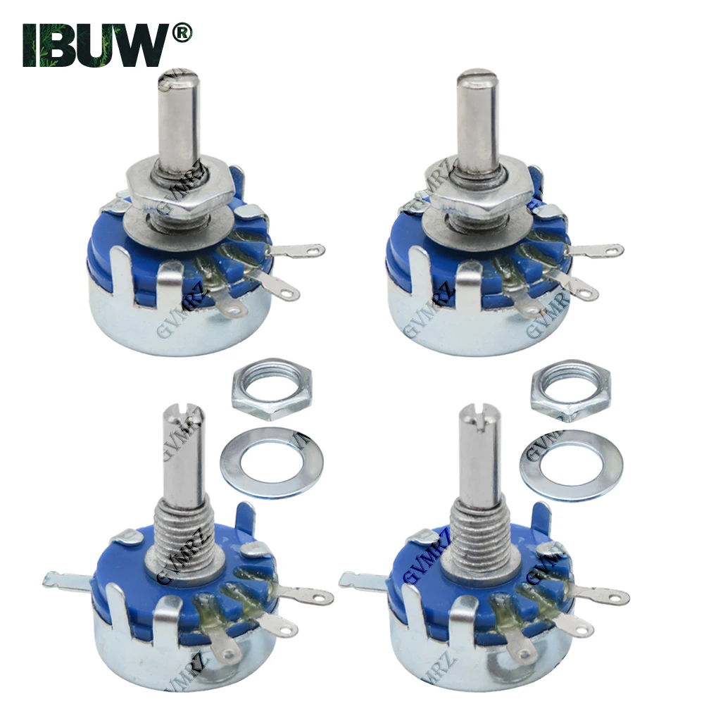 2PCS WH5-1A Carbon Potentiometer  470R/1K/ 1.5K/ 4.7K/10K/22K/47K/100K/220K 1M ohm 3-Terminals Round Shaft Rotary Taper WH5
