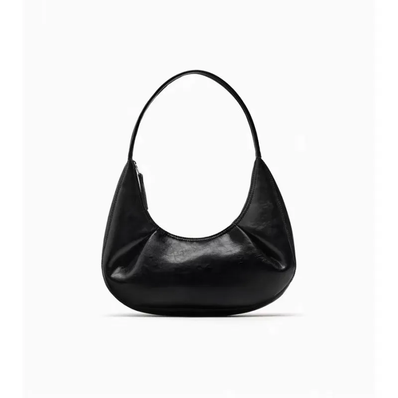 

Новая женская сумка-полумесяц 2024 года, эллиптическая черная сумка через плечо для повседневного использования, высококачественная сумка-багет, модный тренд