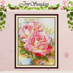 Two Pink Roses Patterns Counted Cross Stitch Set DIY 11CT 14CT 16CT Stamped DMC Cross-stitch Kit Embroidery Needlework Crafts