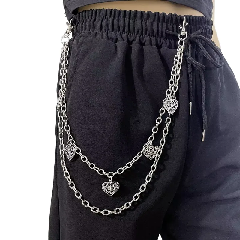 Punk Steet Keychains Chain Women Men Love Butterfly Accessories Choice Rock Goth Pants Waist Belt Chain On Jeans Jewerly