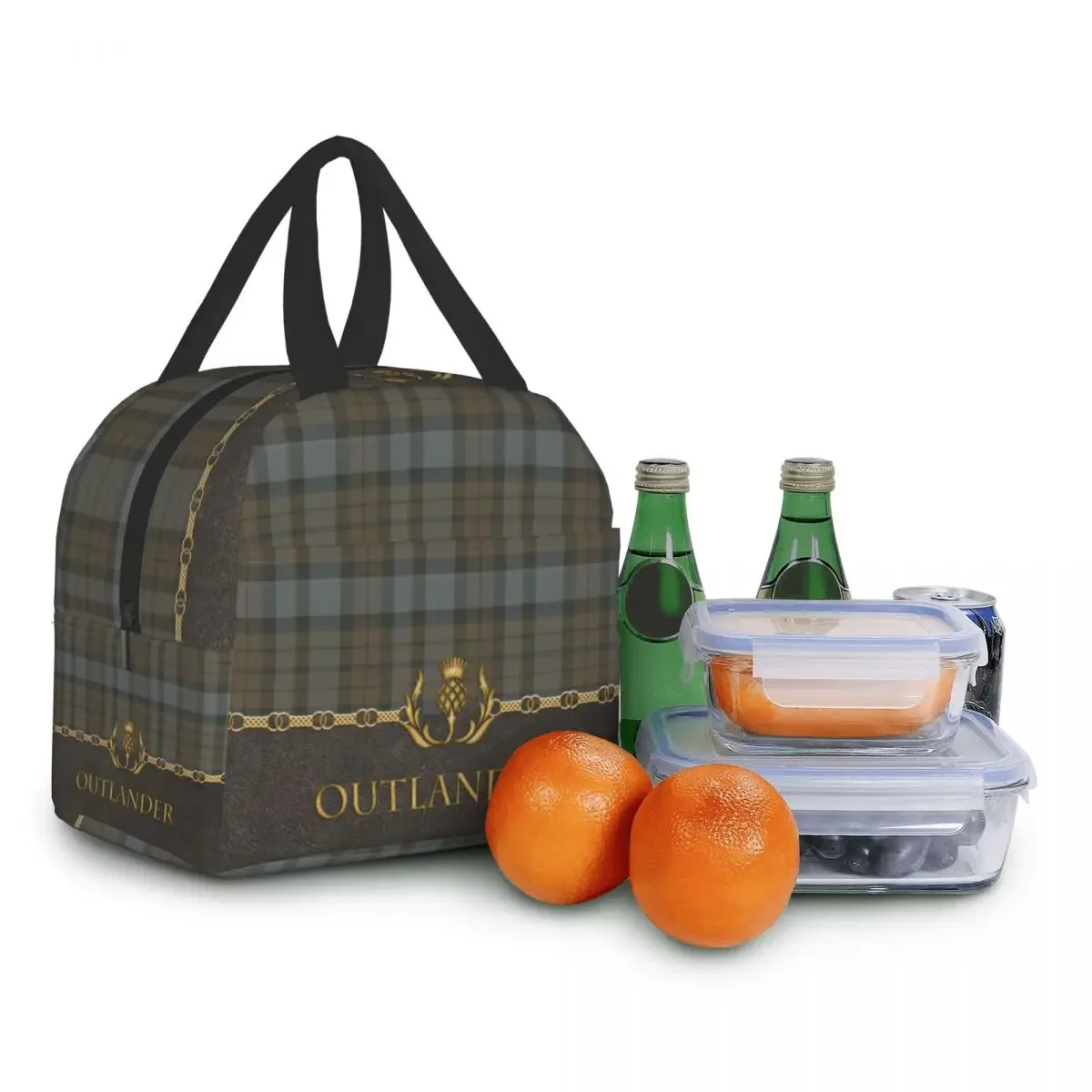 Luxury Tartan Outlander Lunch Bag Portable Plaid Check Thermal Cooler Food Insulated Lunch Box For Kids School Picnic Bags