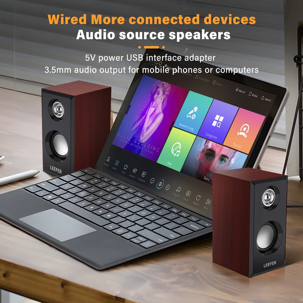 Computer desktop Wired wooden speakers USB-powered 3.5mm audio jack Surround sound 4D speakers Smartphone computer speakers