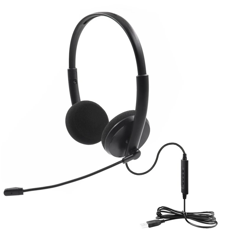 USB Call Center Headset With Noise Cancelling Mic For PC Home Office Phone Customer Service Plug And Play