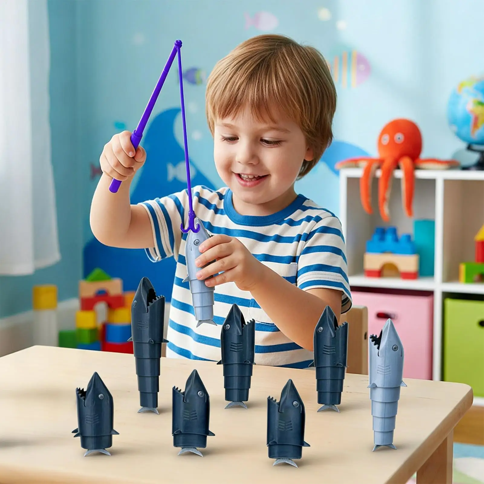 Gra w łowienie rybek dla dzieci 2-4 gracze, nauka o rybach z wędką, na przyjęcie urodzinowe, rodzinny wieczór gier, zabawna zajęcie